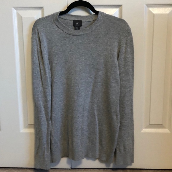 Mens H&M Slim Fit Grey Heather Long Sleeve Shirt Size M - Picture 1 of 4